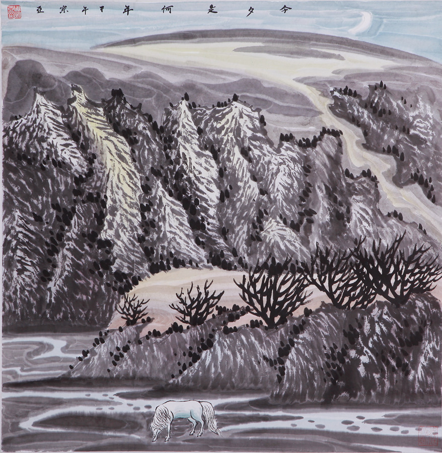 今夕是何年 水墨纸本68x68cm_副本 今夕是何年 水墨纸本68x68cm_副本